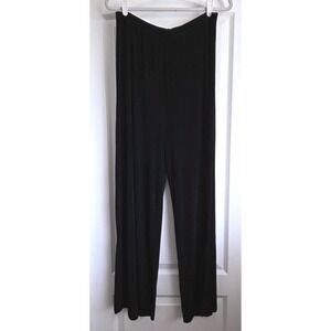 Slinky Brand Black Wide Leg Pants High Rise Side Slit Sz TL VTG Made USA